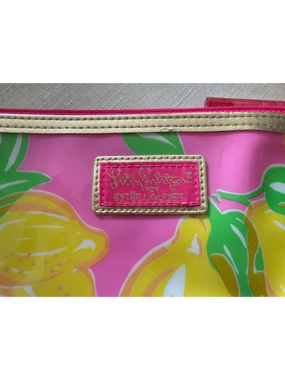Lilly Pulitzer for Estee Lauder Pink w/Lemons  Cosmetic Makeup Bag